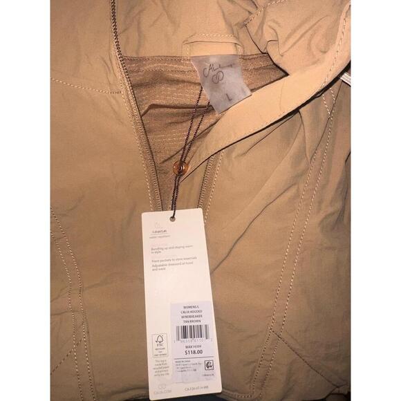 CALIA Hooded Windbreaker Womens L Tan Brown Pullover Anorak Water Repellent Spor - Picture 7 of 8